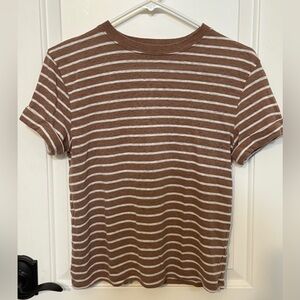 A New Day - Brown and White Striped Top